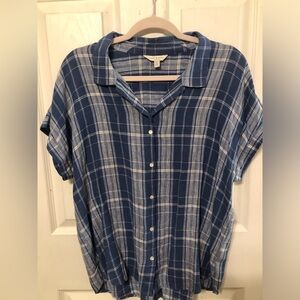 NWOT Lucky Brand Blue Plaid Button-Up Shirt